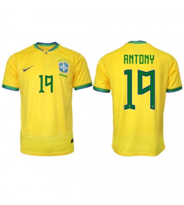 Brasilien Antony #19 Replika Hjemmebanetrøje VM 2022 Kortærmet